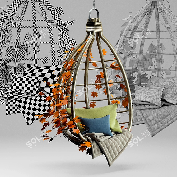 Cozy Hanging Hammock Chair 3D model image 3