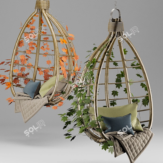 Cozy Hanging Hammock Chair 3D model image 5