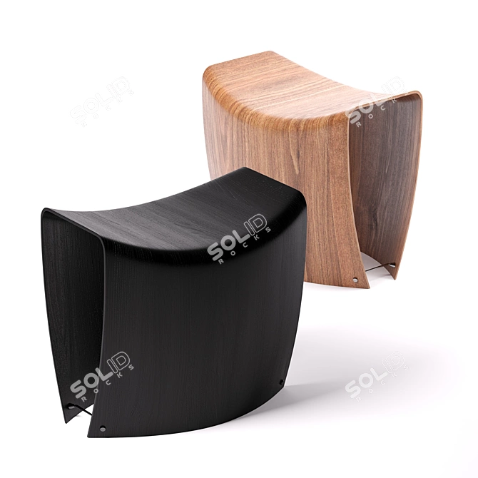 Minimalist Gallery Stool - Model 1610 3D model image 1