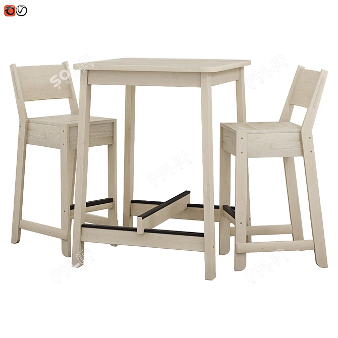 Scandinavian Birch Bar Set 3D model image 1