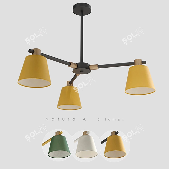 Natura A 3-Lamp Designer Chandelier 3D model image 3