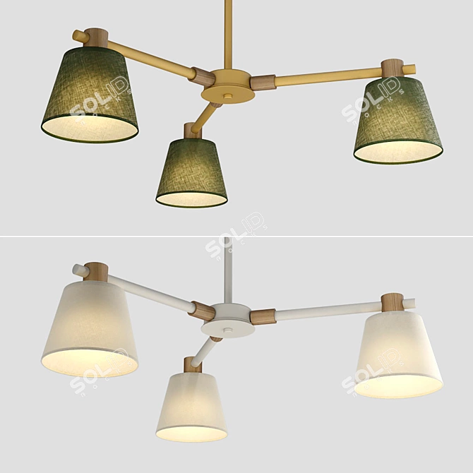 Natura A 3-Lamp Designer Chandelier 3D model image 4