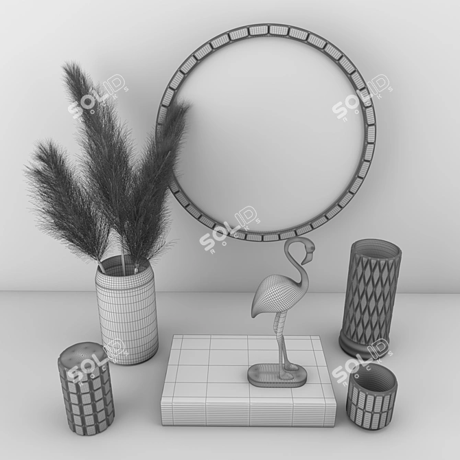 Modern Decorative Set with Dry Plant 3D model image 6