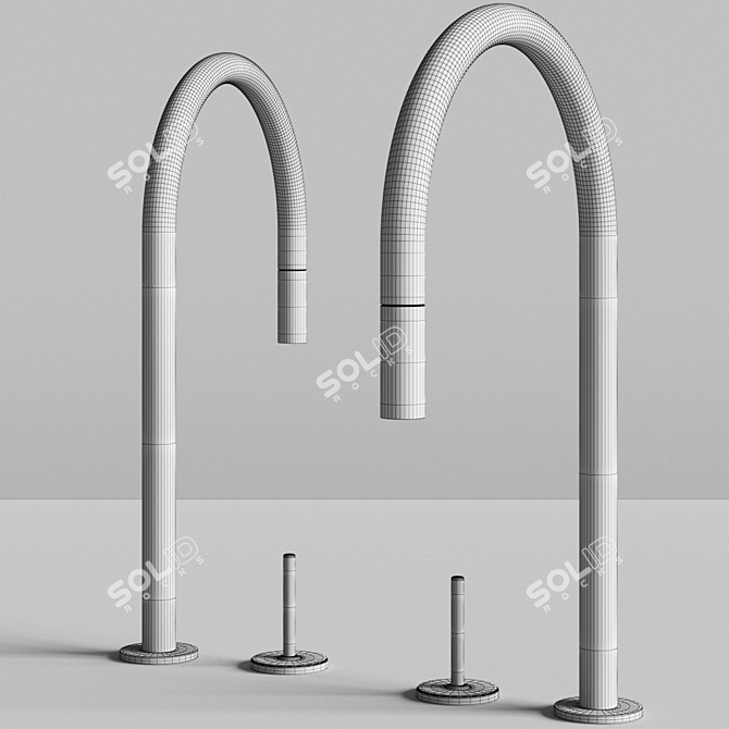 Versatile Kitchen Faucet with Handshower 3D model image 3