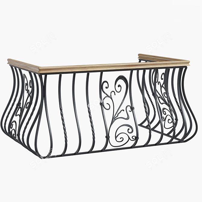 Elegant Balcony Railings 3D model image 1