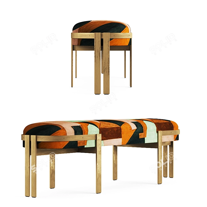 Elliott Bench: Modern Elegance 3D model image 1