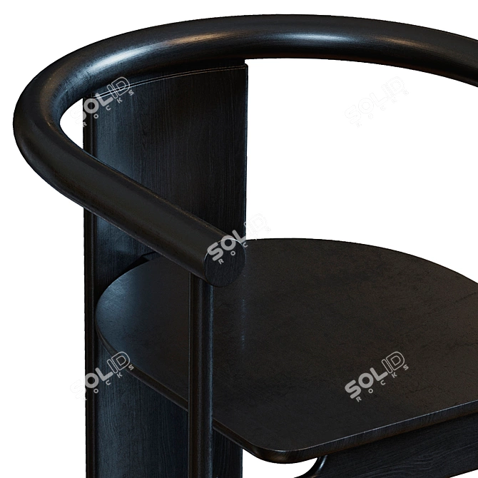 Contemporary Black Chair with Brass Accents 3D model image 2