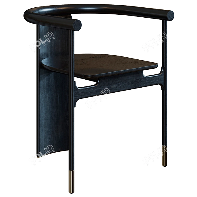Contemporary Black Chair with Brass Accents 3D model image 4