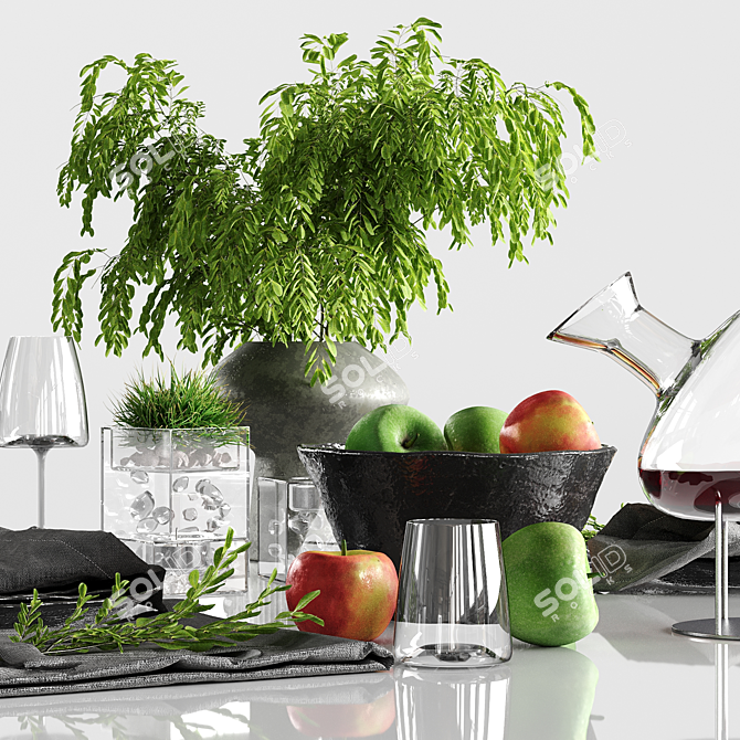 Fresh Apple Table Set 3D model image 2