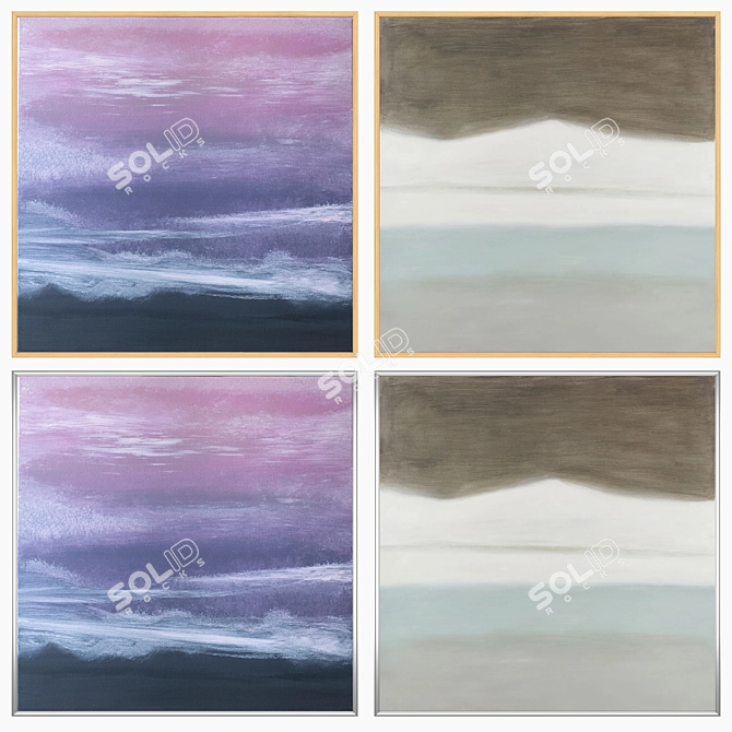 Decor Set: 2 Paintings & 4 Frames 3D model image 3