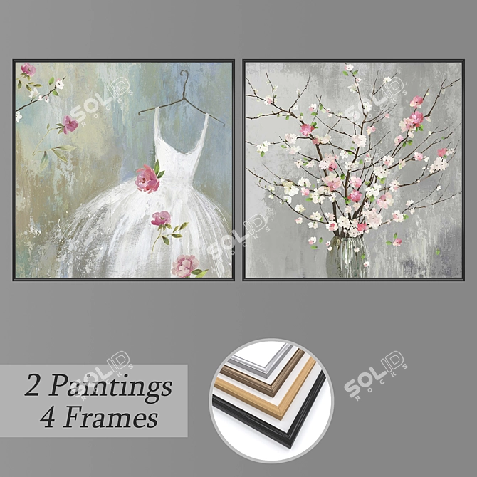 Modern Art Set with Multiple Frames 3D model image 1