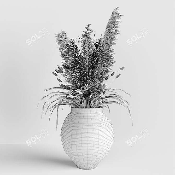 Dry Plant Bouquet in Vintage Vase 3D model image 4