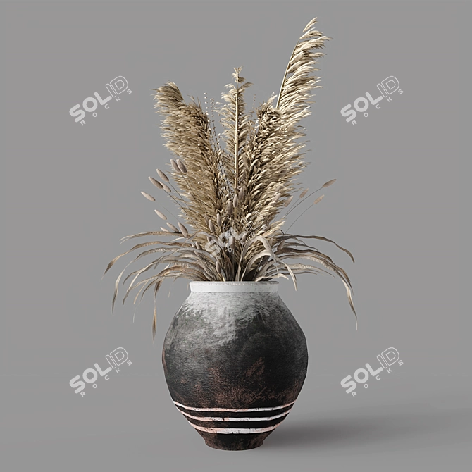 Dry Plant Bouquet in Vintage Vase 3D model image 8