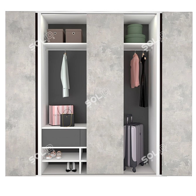 Custom Modular Wardrobe - Stylish Design and Spacious Storage 3D model image 1