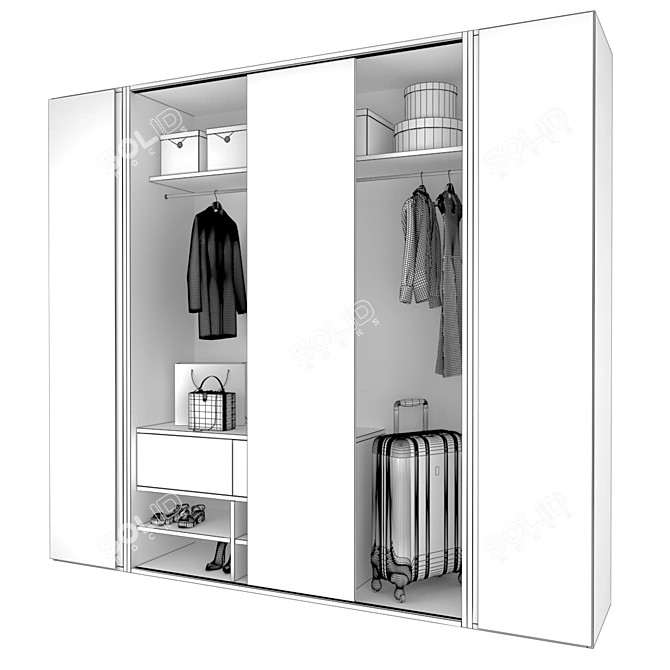 Custom Modular Wardrobe - Stylish Design and Spacious Storage 3D model image 2