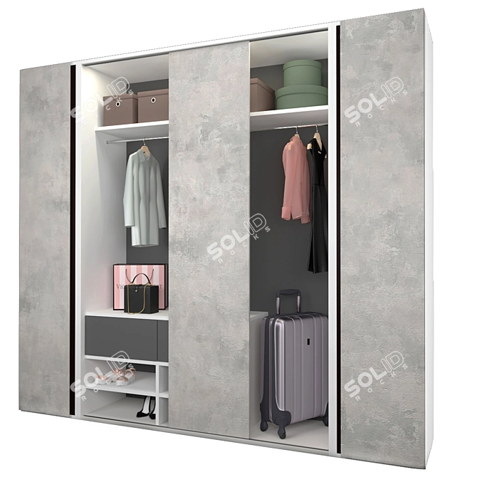 Custom Modular Wardrobe - Stylish Design and Spacious Storage 3D model image 4