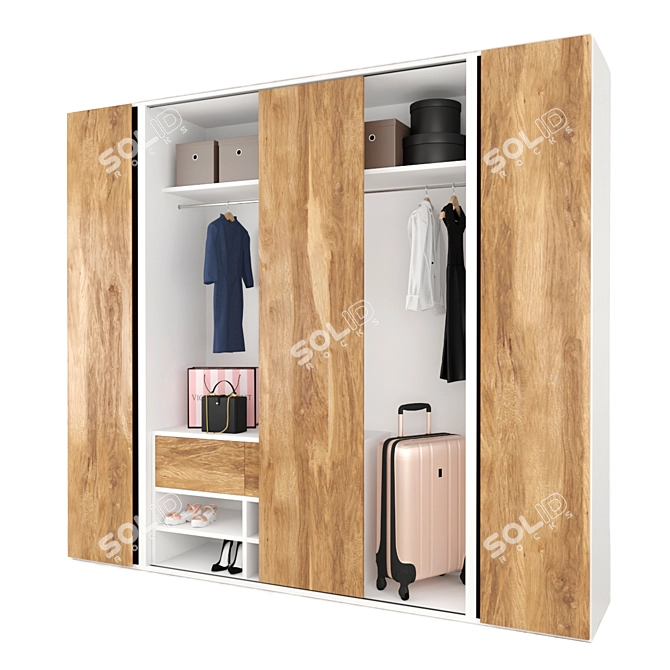 Custom Modular Wardrobe - Stylish Design and Spacious Storage 3D model image 8