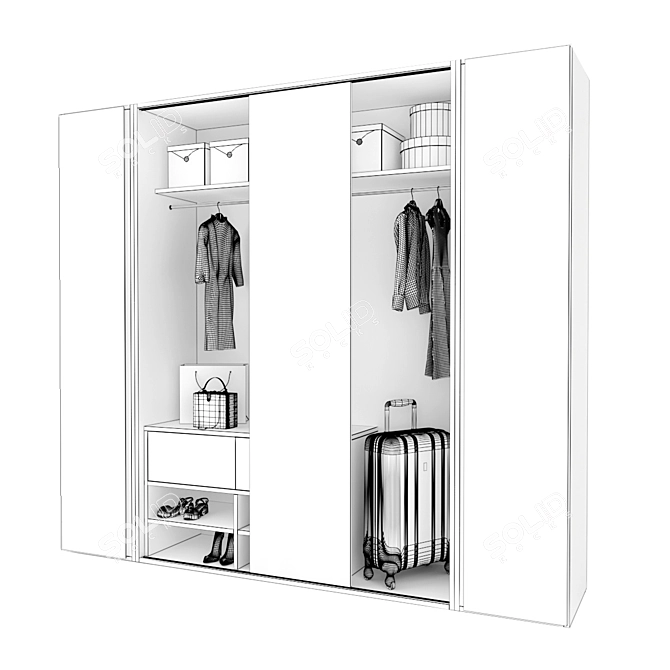 Custom Modular Wardrobe - Stylish Design and Spacious Storage 3D model image 9