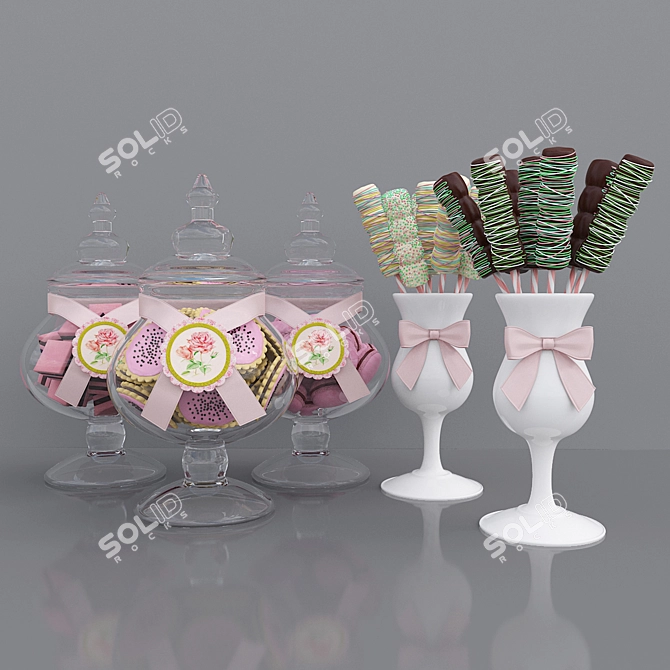 Sweet Delights: Candy Jars & Marshmallows 3D model image 2