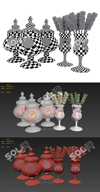 Sweet Delights: Candy Jars & Marshmallows 3D model image 14