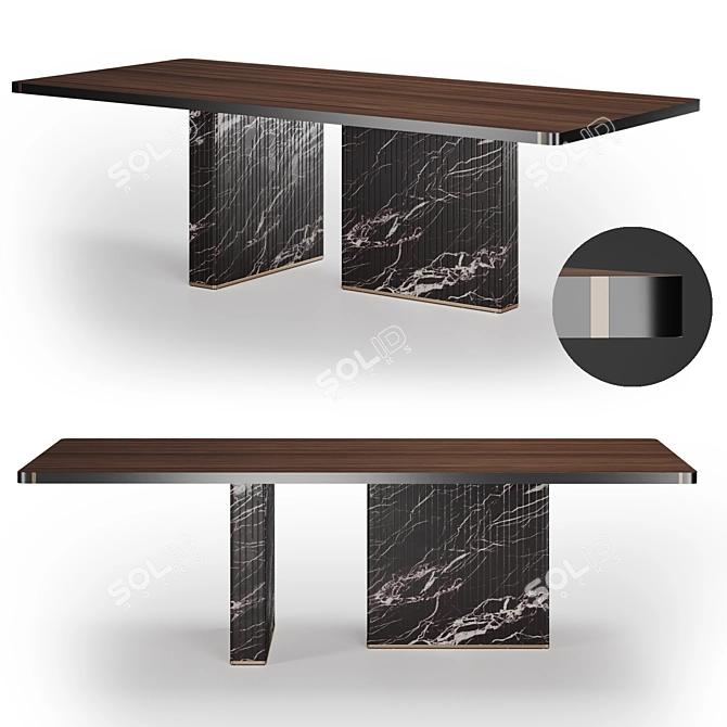Elegant Wood and Marble Table 3D model image 1