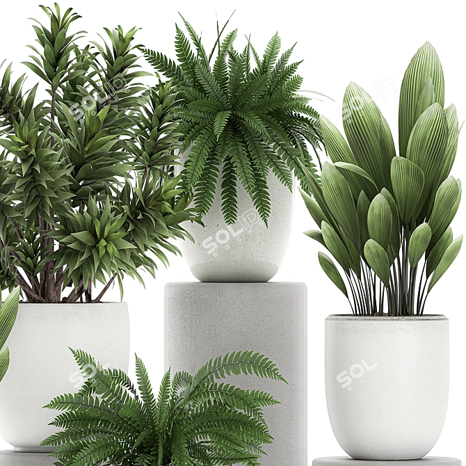 Exotic Greenery Set in White Vase 3D model image 2