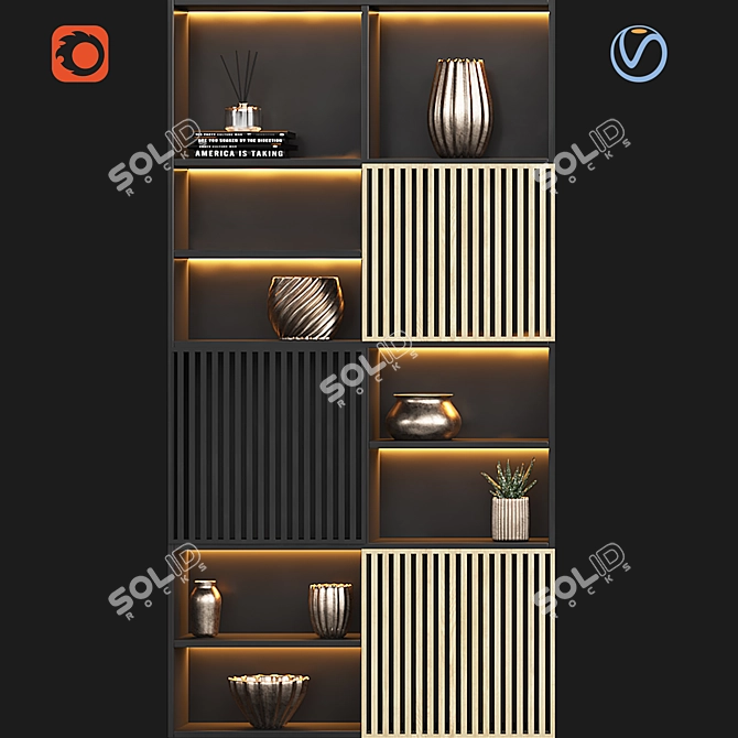 Sleek Modern TV Wall Unit 3D model image 2