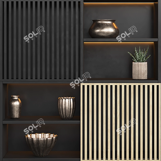 Sleek Modern TV Wall Unit 3D model image 3