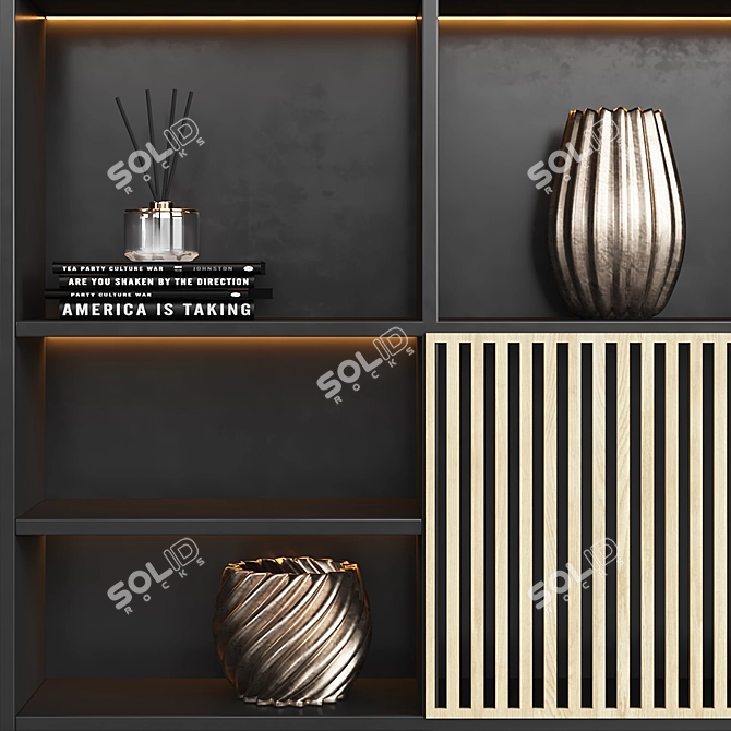 Sleek Modern TV Wall Unit 3D model image 4