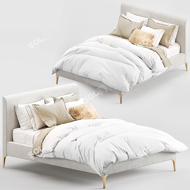 West Elm Andes Deco Upholstered Bed 3D model image 1