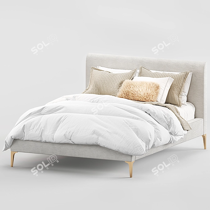 West Elm Andes Deco Upholstered Bed 3D model image 4