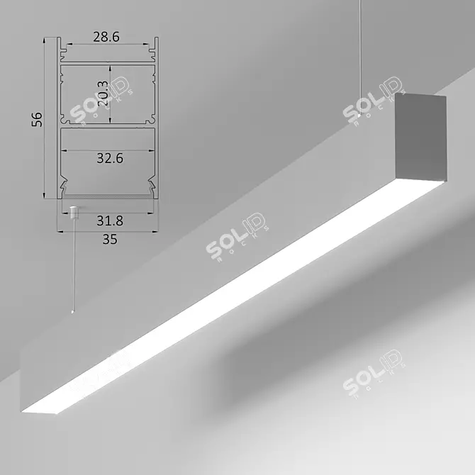 HOKASU 35/56 Linear Luminaire - Elegant Illumination Solution 
Linear Luminaire: HOKASU 35/56 3D model image 1