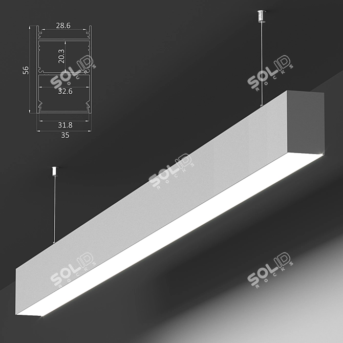 HOKASU 35/56 Linear Luminaire - Elegant Illumination Solution 
Linear Luminaire: HOKASU 35/56 3D model image 4