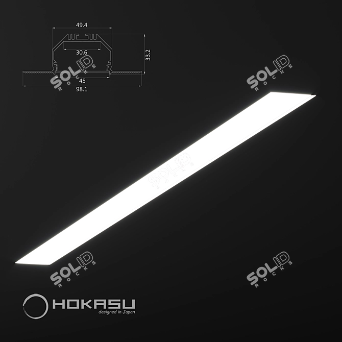 Sleek Edgeless Linear Luminaire - HOKASU 49/32 3D model image 4