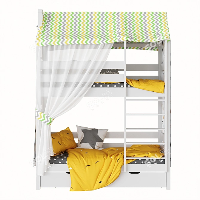 Madrid 2-Tiered House Children's Bed 3D model image 2