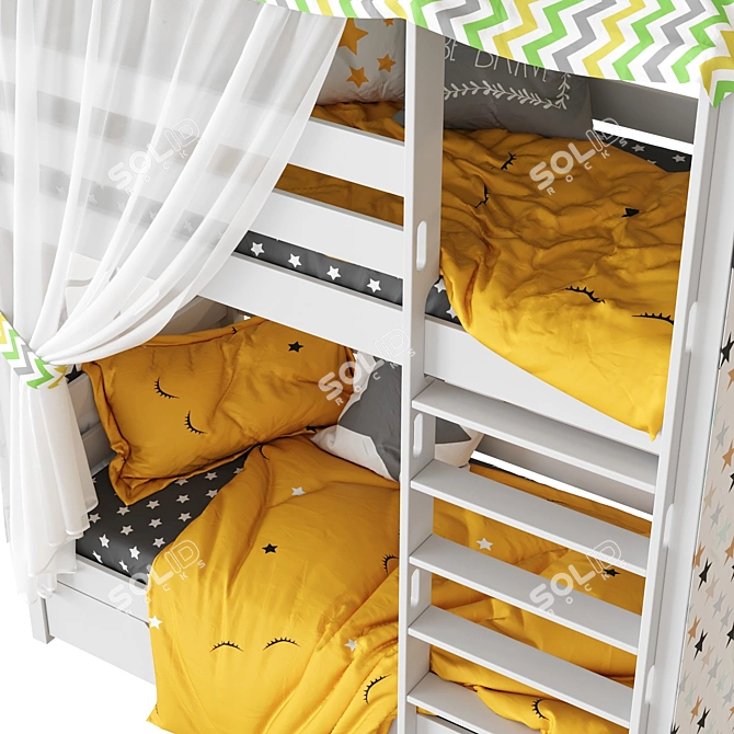 Madrid 2-Tiered House Children's Bed 3D model image 4