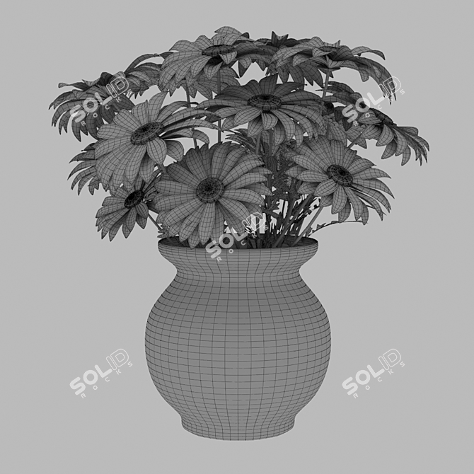 Delicate Daisy Vase Bouquet 3D model image 3