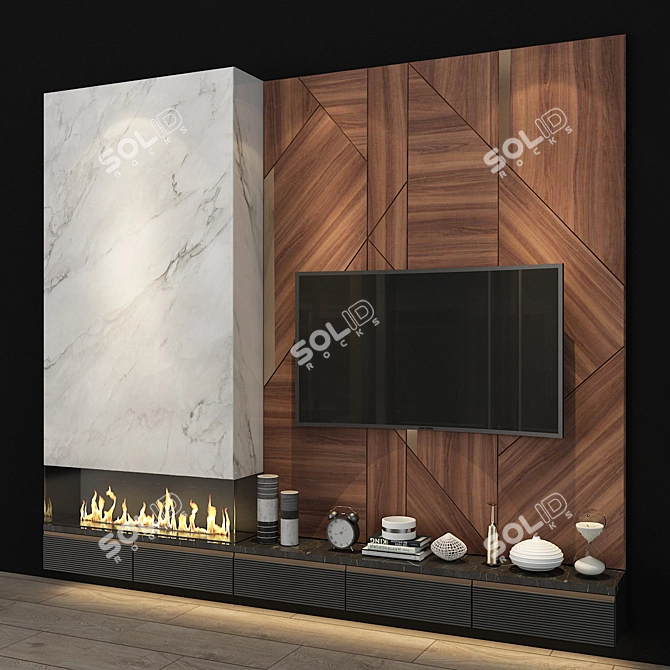 Modern White Birch Cabinet 3D model image 2