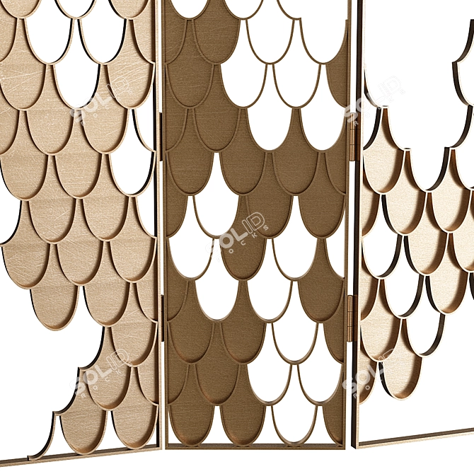 Elegant Brass Koi Screen 3D model image 2