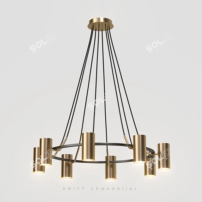 Elegant Unity 8-Lamp Chandelier 3D model image 1