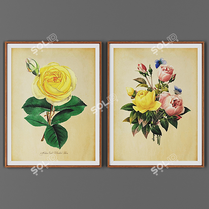 2-Piece Wooden Picture Frame Set 3D model image 1