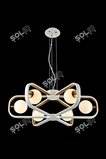 Chandelier MAYTONI  Elegant White/Gold Metal and Glass Fixture 3D model image 1