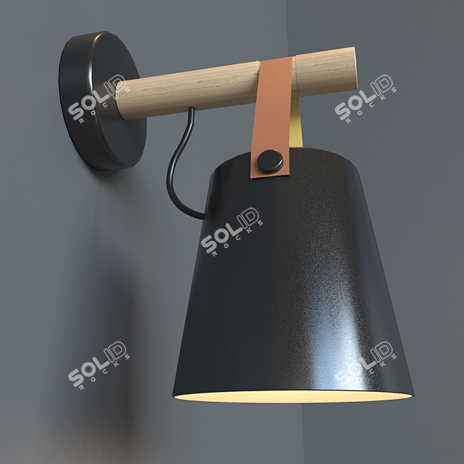 Elegant Wooden Wall Light - 4K Texture 3D model image 3