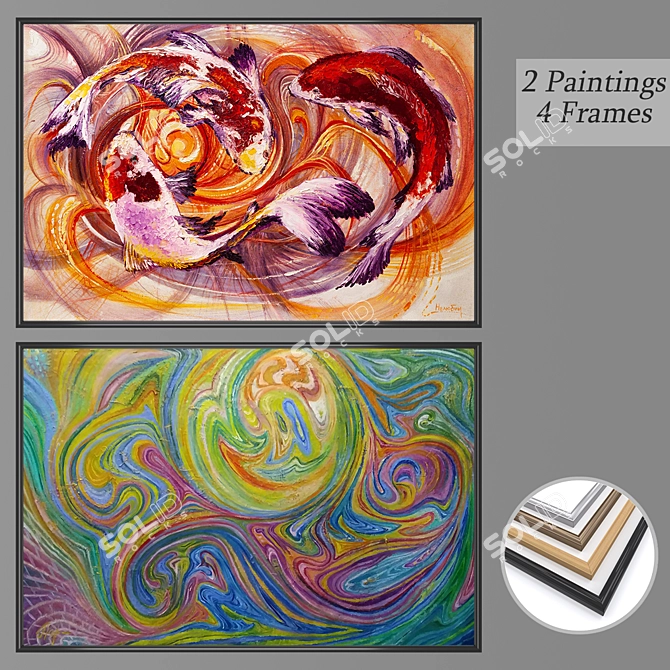 Elegant Wall Art Set with Multiple Frame Options 3D model image 1