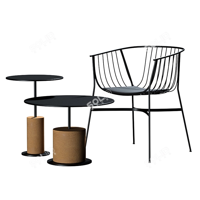 Modern Outdoor Seating: Jeanette Chair & Louie Table 3D model image 6