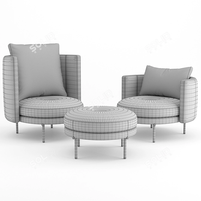 Torii Armchairs & Footstool Set 3D model image 3