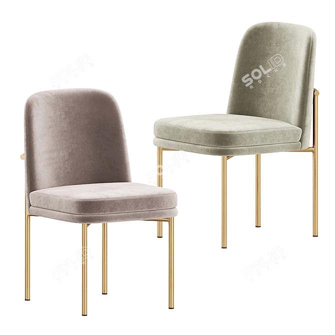 Velvet Jack Dining Chair: Modern Metal Frame 3D model image 1