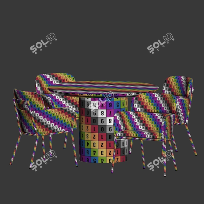 Modern Azalea Boucle Dining Set 3D model image 4