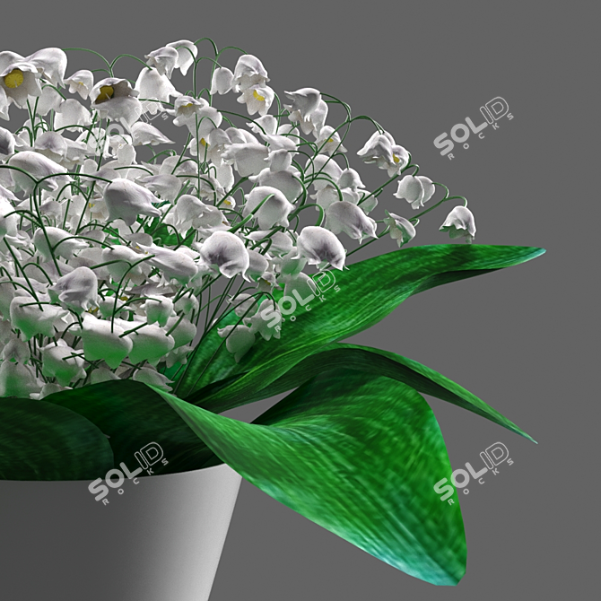 Graceful Lily Bouquet in Vase 3D model image 2