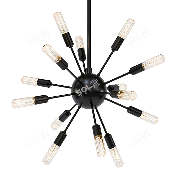 Sleek Industrial Sputnik Chandelier 3D model image 1